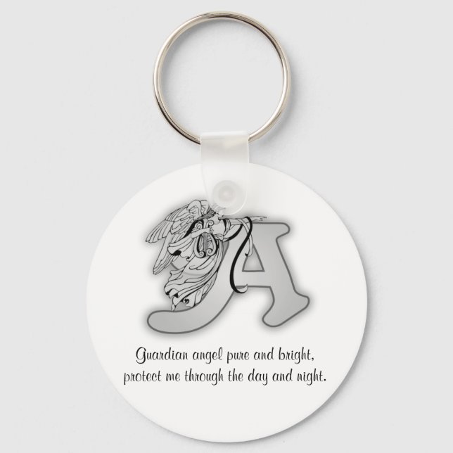 Guardian Angel Letter A Key Ring (Front)