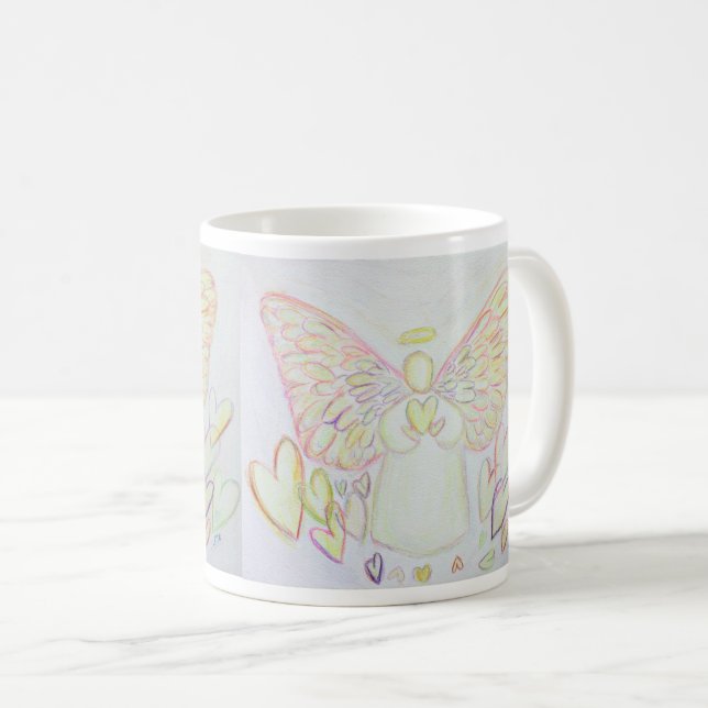 Guardian Angel of Hearts Art Custom Coffee Cup Mug (Front Right)