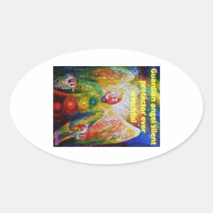 Guardian angel oval sticker