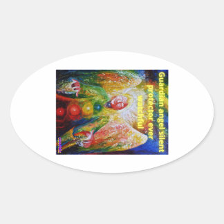Guardian angel oval sticker