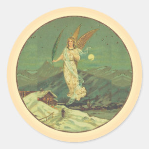 Guardian Angel Over The City Classic Round Sticker