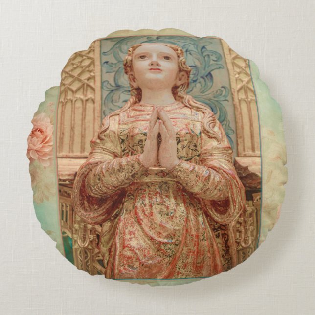 Guardian Angel painting Round Cushion (Front)