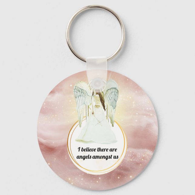 Guardian angel pink sky angels amongst us key ring (Front)