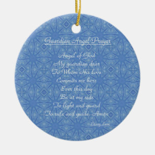Guardian Angel Prayer Blue Ceramic Tree Decoration