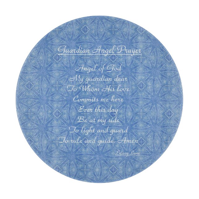 Guardian Angel Prayer Blue Cutting Board (Front)
