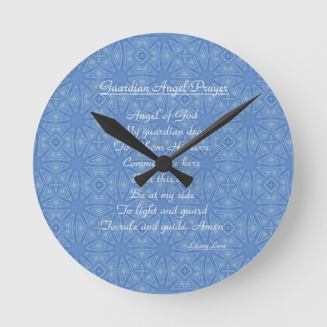 Guardian Angel Prayer Blue  Round Clock (Front)