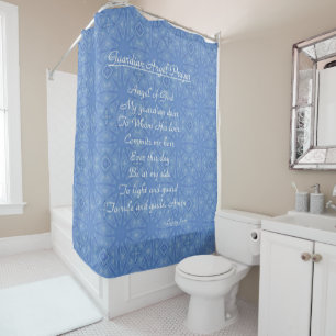 Guardian Angel Prayer Blue Shower Curtain
