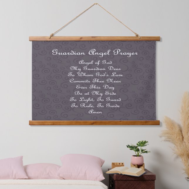 Guardian Angel Prayer Charcoal Hanging Tapestry (Bedroom)