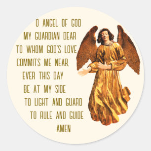 Guardian angel prayer classic round sticker