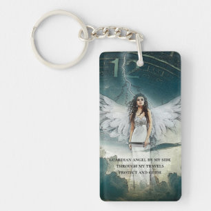Guardian Angel Prayer Monogram Double Sided Key Ring