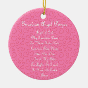 Guardian Angel Prayer Pink Ceramic Tree Decoration