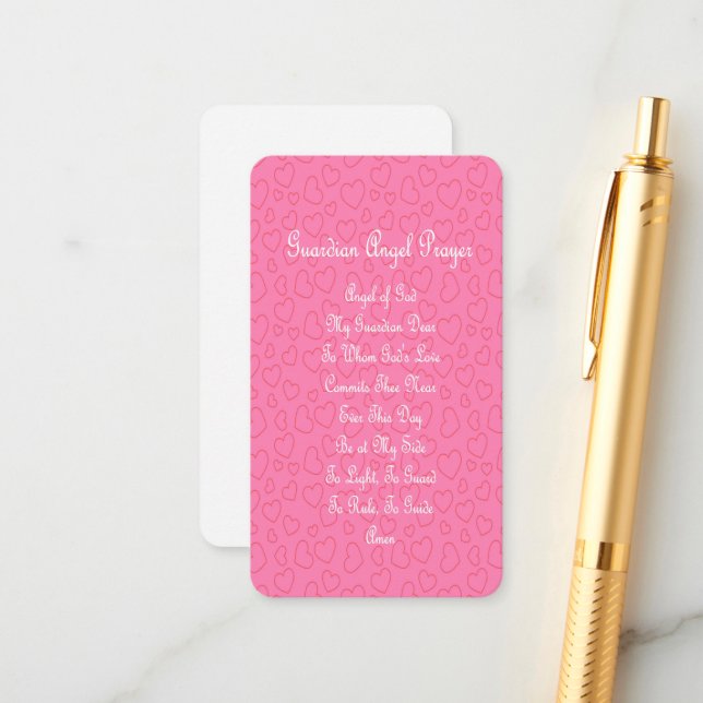 Guardian Angel Prayer Pink  Enclosure Card (Front/Back In Situ)