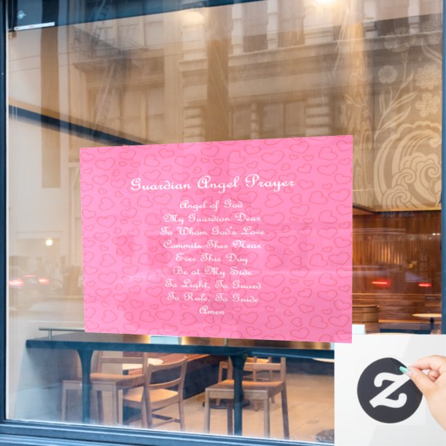 Guardian Angel Prayer Pink  Window Cling (Cafe Window)
