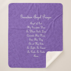 Guardian Angel Prayer Purple Sherpa Blanket