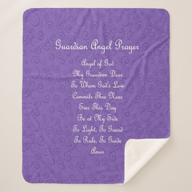 Guardian Angel Prayer Purple Sherpa Blanket (Front)
