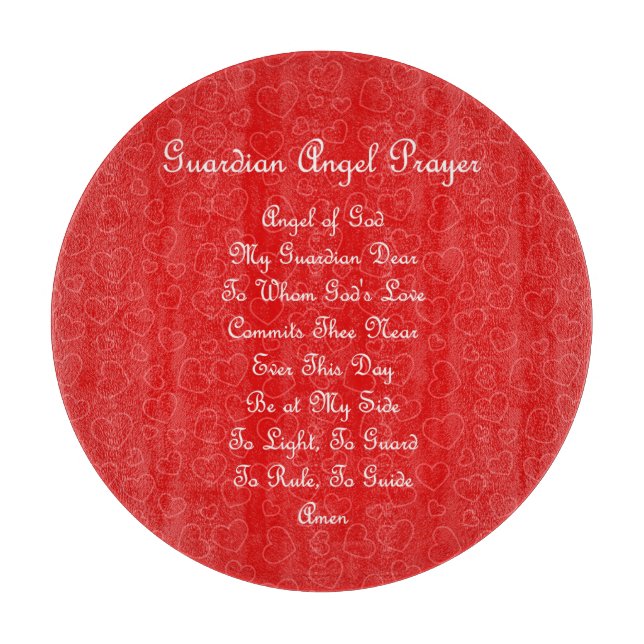 Guardian Angel Prayer Red Hearts   Cutting Board (Front)
