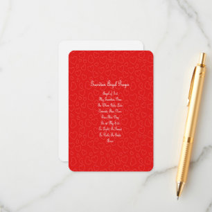 Guardian Angel Prayer Red Hearts  Enclosure Card