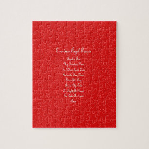 Guardian Angel Prayer Red Hearts Jigsaw Puzzle