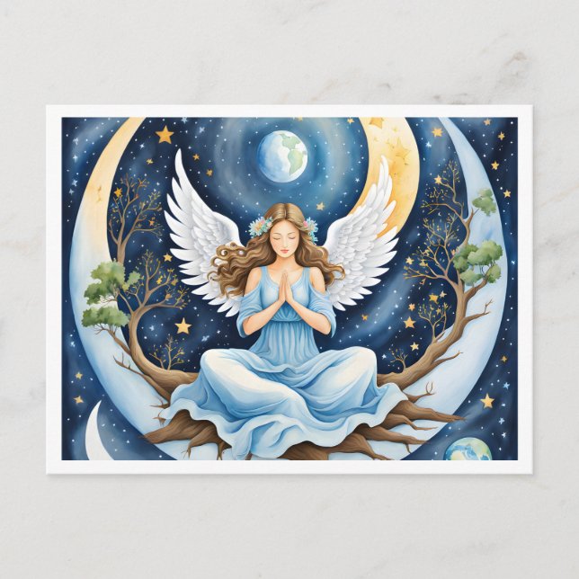 Guardian Angel Praying for Earth Postcard (Front)