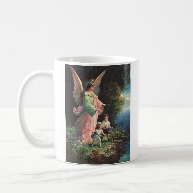 Guardian angel protecting children near a ledge coffee mug (Left)