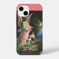 Guardian angel protecting children near a ledge
