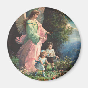 Guardian angel protecting children near a ledge magnet