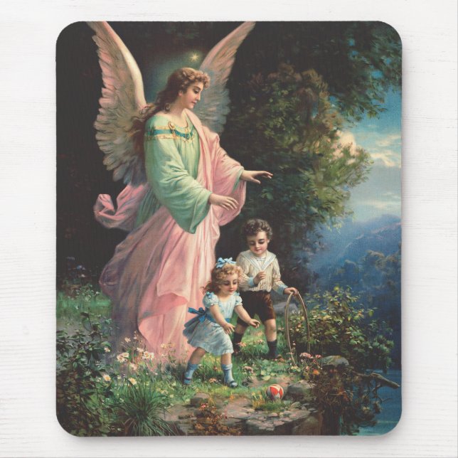Guardian angel protecting children near a ledge mouse mat (Front)