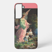 Guardian angel protecting children near a ledge