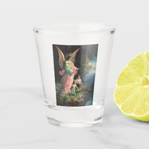 Guardian angel protecting children near a ledge shot glass