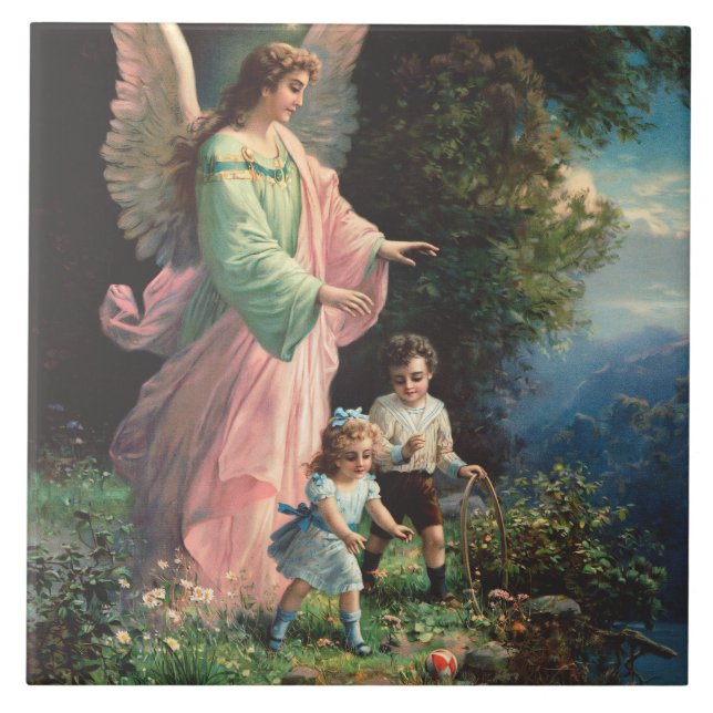 Guardian angel protecting children near a ledge tile (Front)
