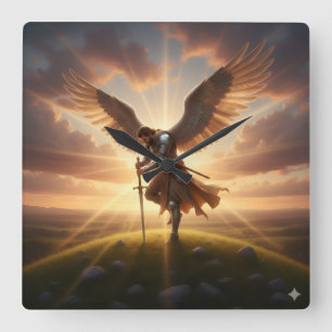 Guardian Angel Protection -   Square Wall Clock