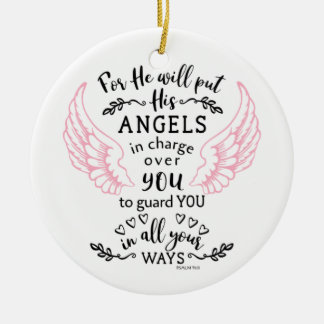 Guardian Angel Psalm 91:11 Bible Scripture Verse Ceramic Tree Decoration