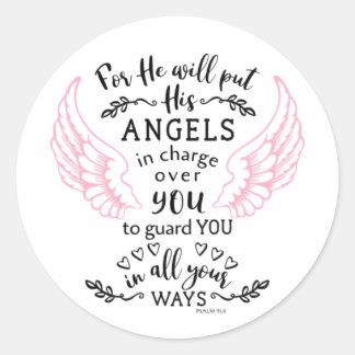 Guardian Angel Psalm 91:11 Bible Scripture Verse Classic Round Sticker