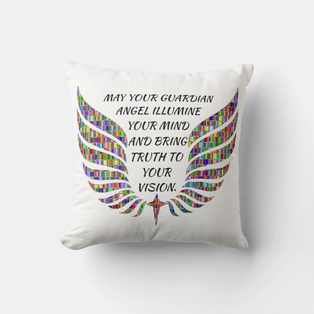Guardian Angel Quote/Angel Wings Cushion (Front)