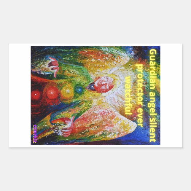 Guardian angel rectangular sticker (Front)