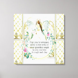 Guardian angel rose wreath windows girls quote canvas print