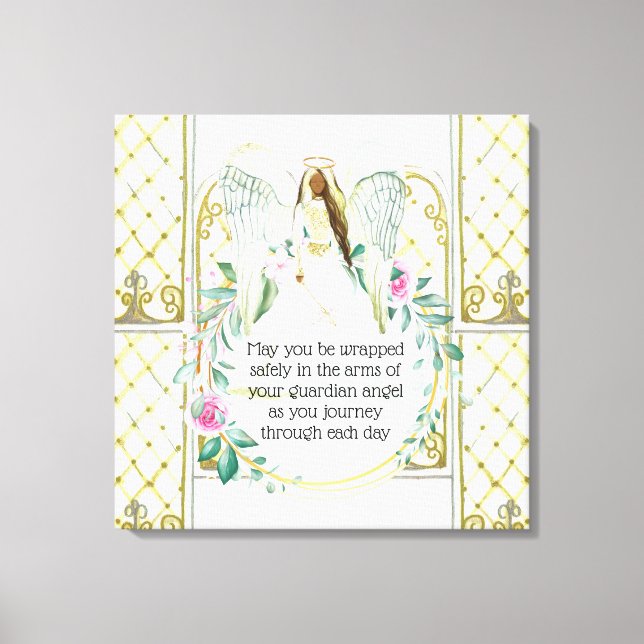 Guardian angel rose wreath windows girls quote canvas print (Front)