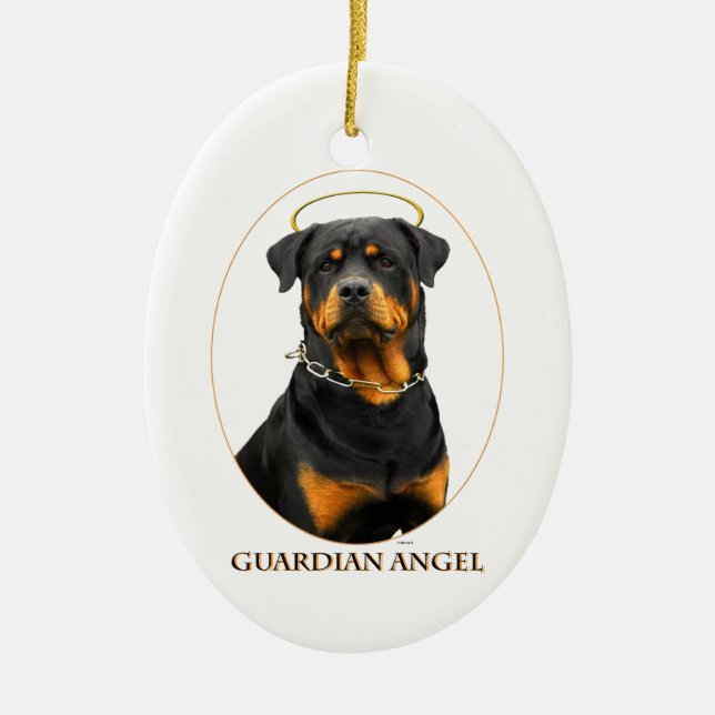 guardian angel rottweiler halo ornament (Front)