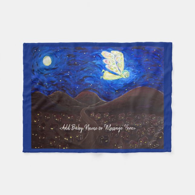 Guardian Angel Soft Fleece Custom Baby Blankets (Front (Horizontal))