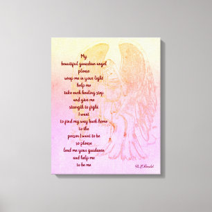 Guardian Angel spiritual recovery poem art canvas Print