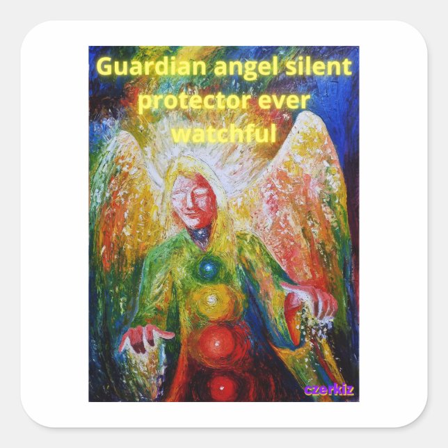 Guardian angel square sticker (Front)