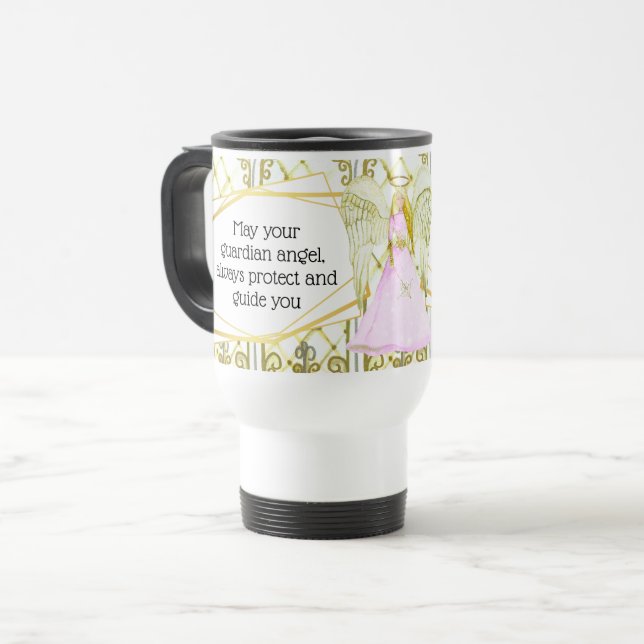 Guardian angel stained glass windows angelic quote travel mug (Front Left)