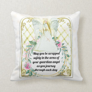 Guardian angel stained glass windows quote cushion
