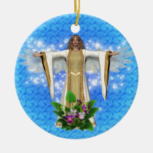 Guardian Angel Watch Over Blue Ornament (Front)