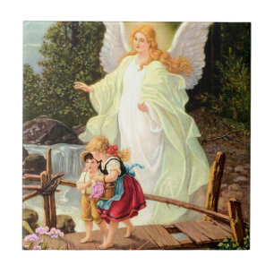 Guardian Angel Watching over Children Bridge  Tile