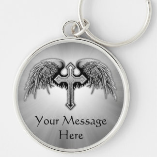 Guardian Angel Winged Cross Design Key Ring