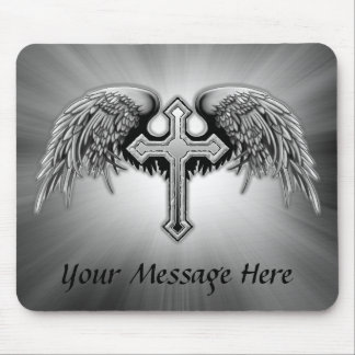 Guardian Angel Winged Cross Design Mouse Mat