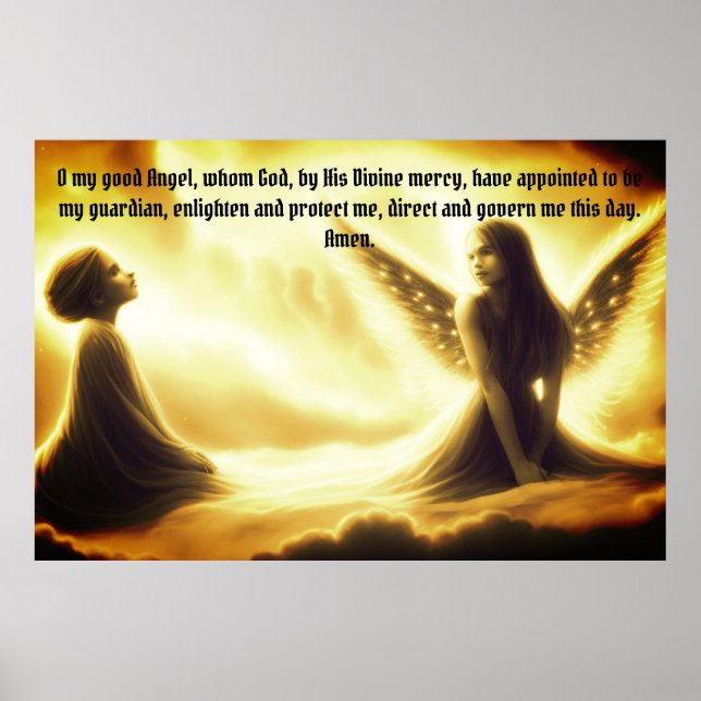 Guardian Angel with angel prayer Poster (Front)