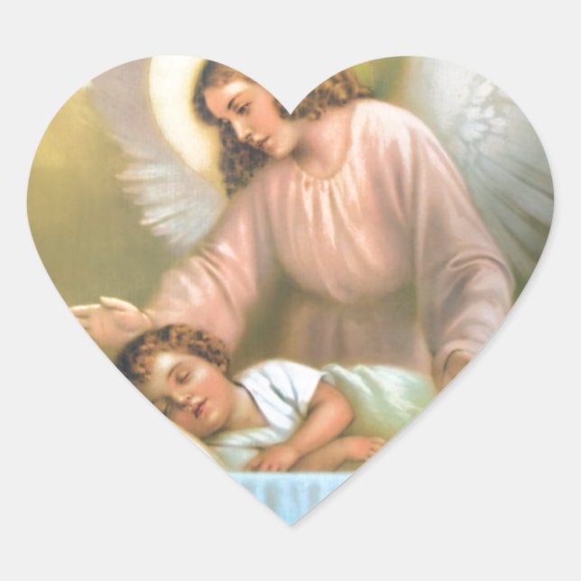 Guardian Angel with Child Heart Sticker (Front)