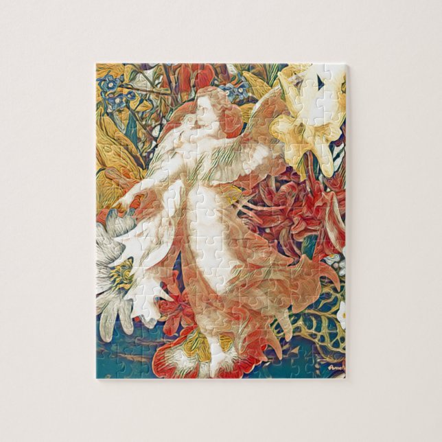 Guardian Angel with Child in Flower Garden Jigsaw Puzzle (Vertical)
